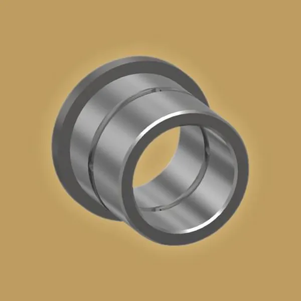 Cap-shaped inner and outer channeled bushing