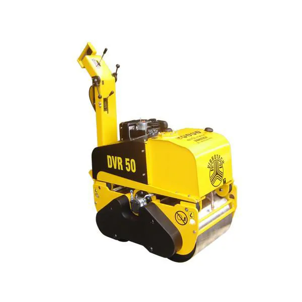 Manually operated, double drum vibratory roller.