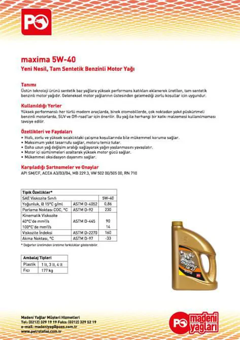 Maxima 5w-40 Gasoline Engine Oil