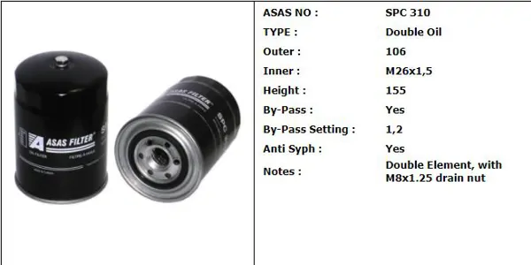 ASAŞ FILTER SPC 310 OIL FILTER