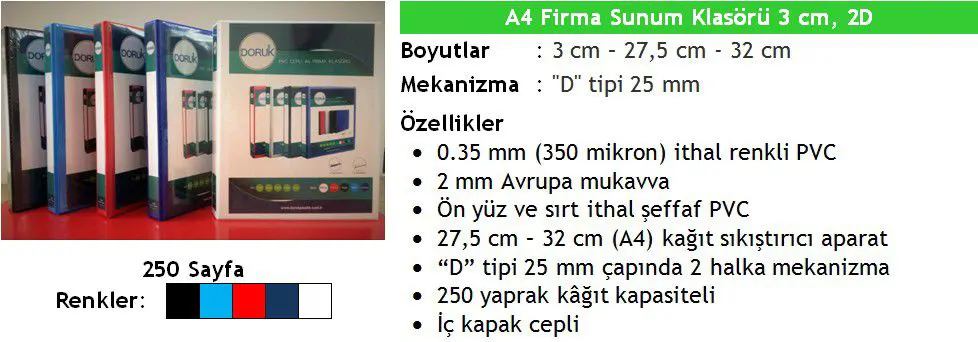 A4 Firma Sunum Klasörü