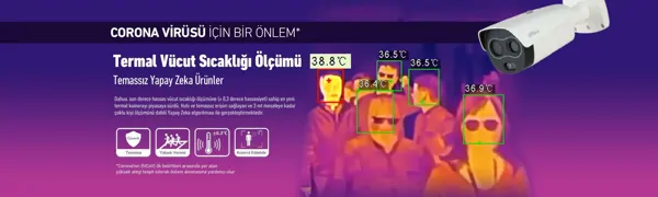 Thermal camera system that measures body temperature.