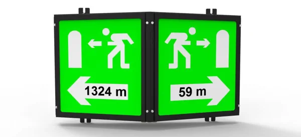 EMERGENCY ESCAPE DIRECTION AND ESCAPE DISTANCE LUMINAIRES