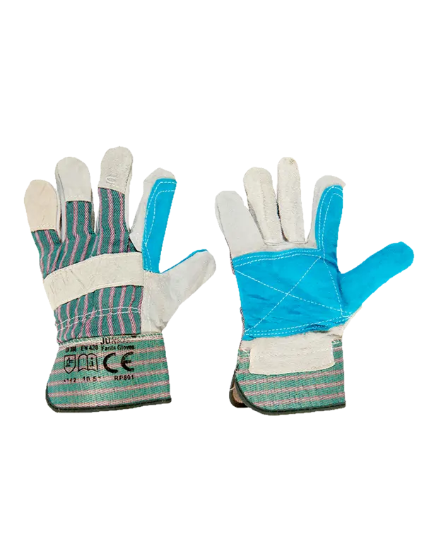 JUNIOR / GREY - GREEN REINFORCED GLOVES