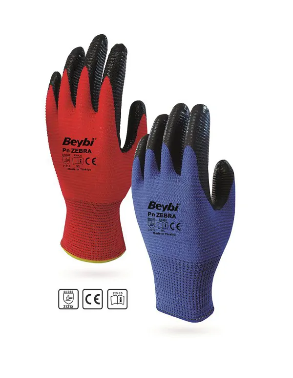 BABY ZEBRA NITRILE COATED KNITTED GLOVES