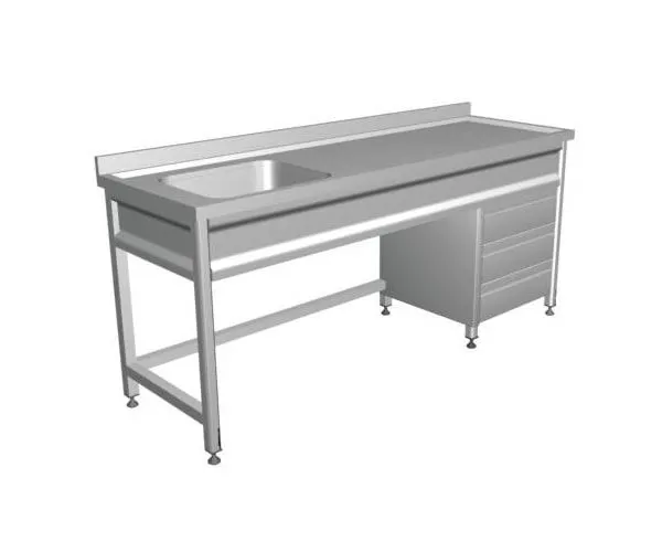 single sink workbench with drawers