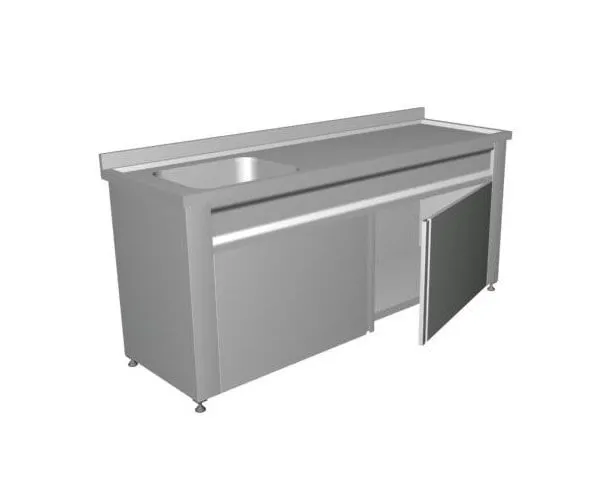 single sink, cabinet, swing door workbench