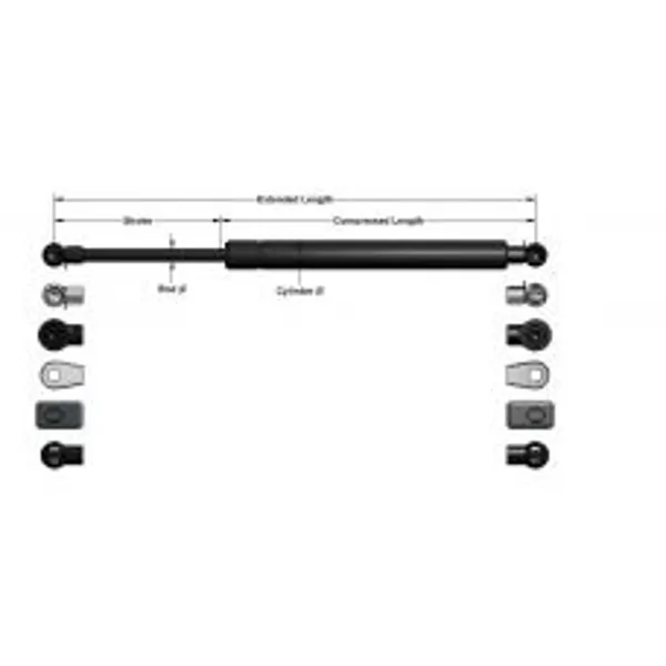Gas shock absorbers for sizes 0-35 cm.