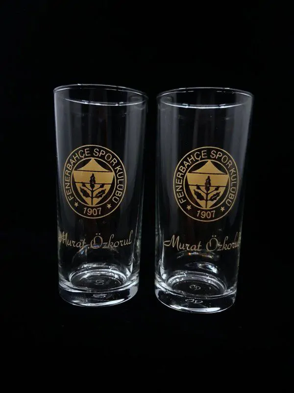 Gold-colored printed Fenerbahçe raki glass