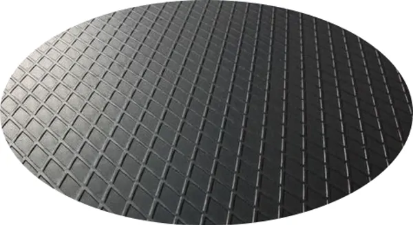 SHEET METAL WITH DIAMOND PATTERN AND TEAR DROP PATTERN.