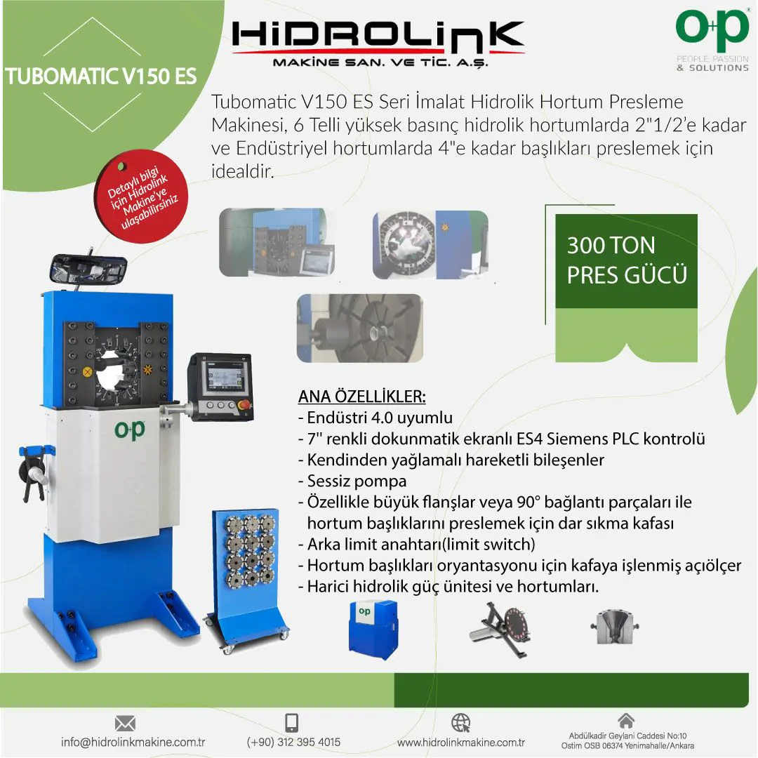 O+P SRL Tubomatic V150 Es Series Production Hydraulic Hose Crimping Machine