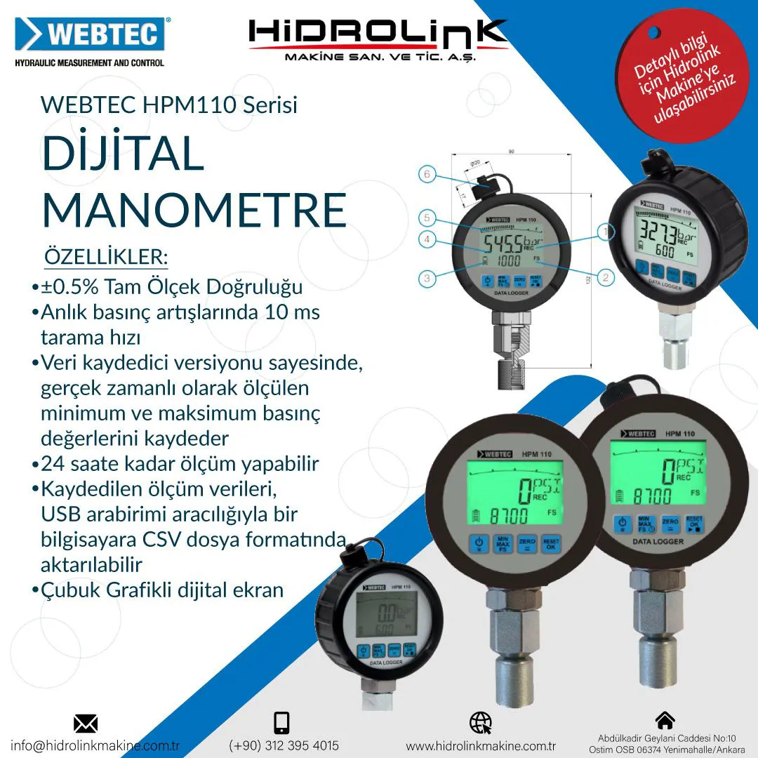 Webtec HPM110 Series Digital Pressure Gauge